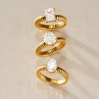 Chunky Y2K Solitaire Ring — view 5