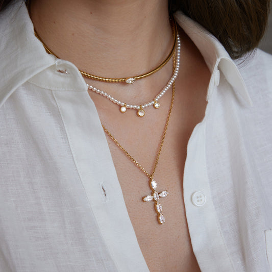 Boho Layered Pearl Necklace — view 2