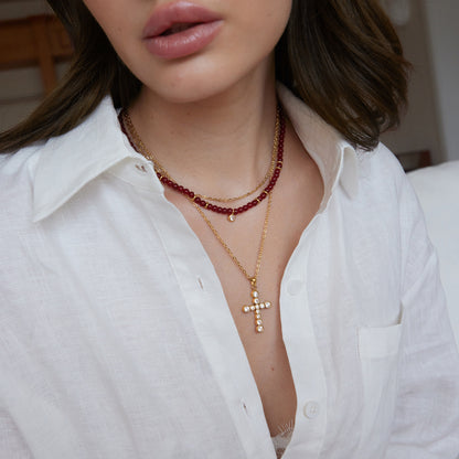 Boho Layered Pearl Necklace — view 3