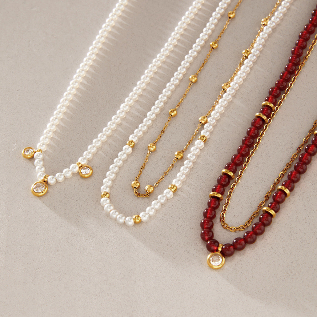 Boho Layered Pearl Necklace — view 4