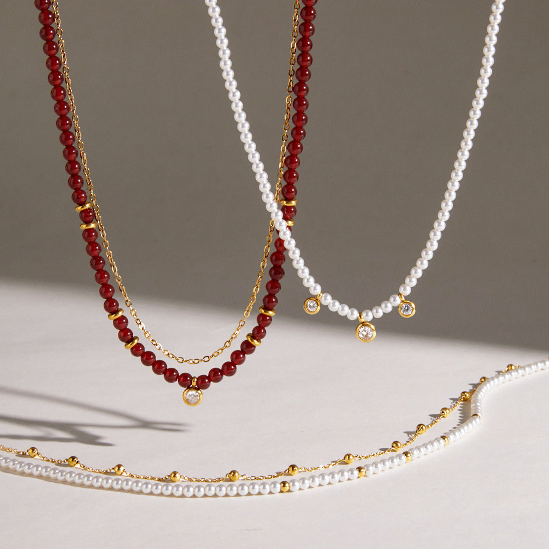 Boho Layered Pearl Necklace — view 5