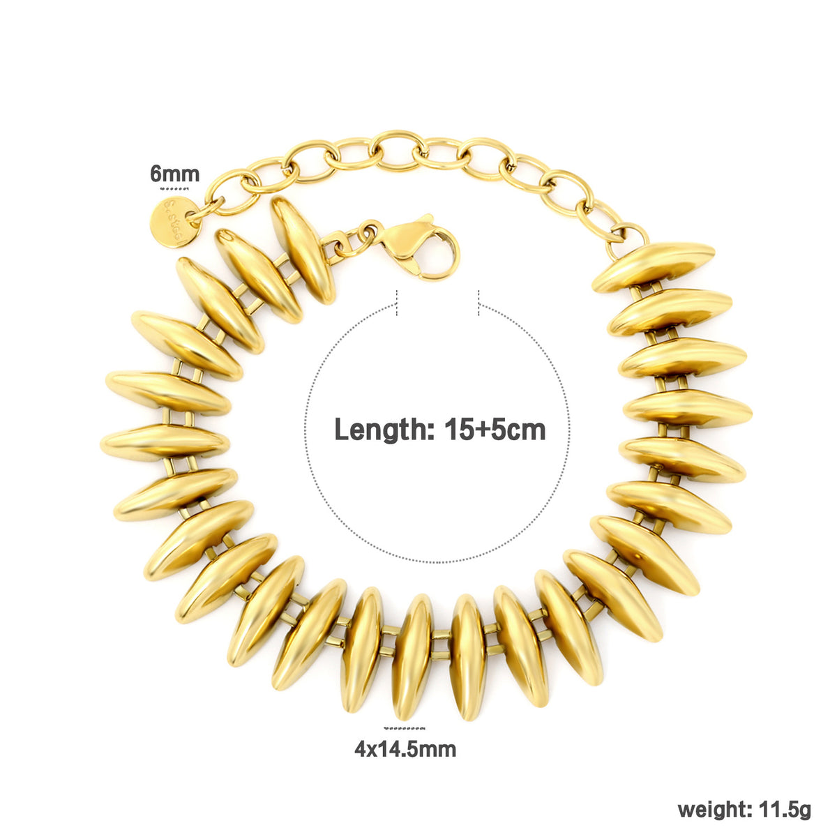 Torpedo Jewelry Set — Elongated Bead Bracelet · Gold
