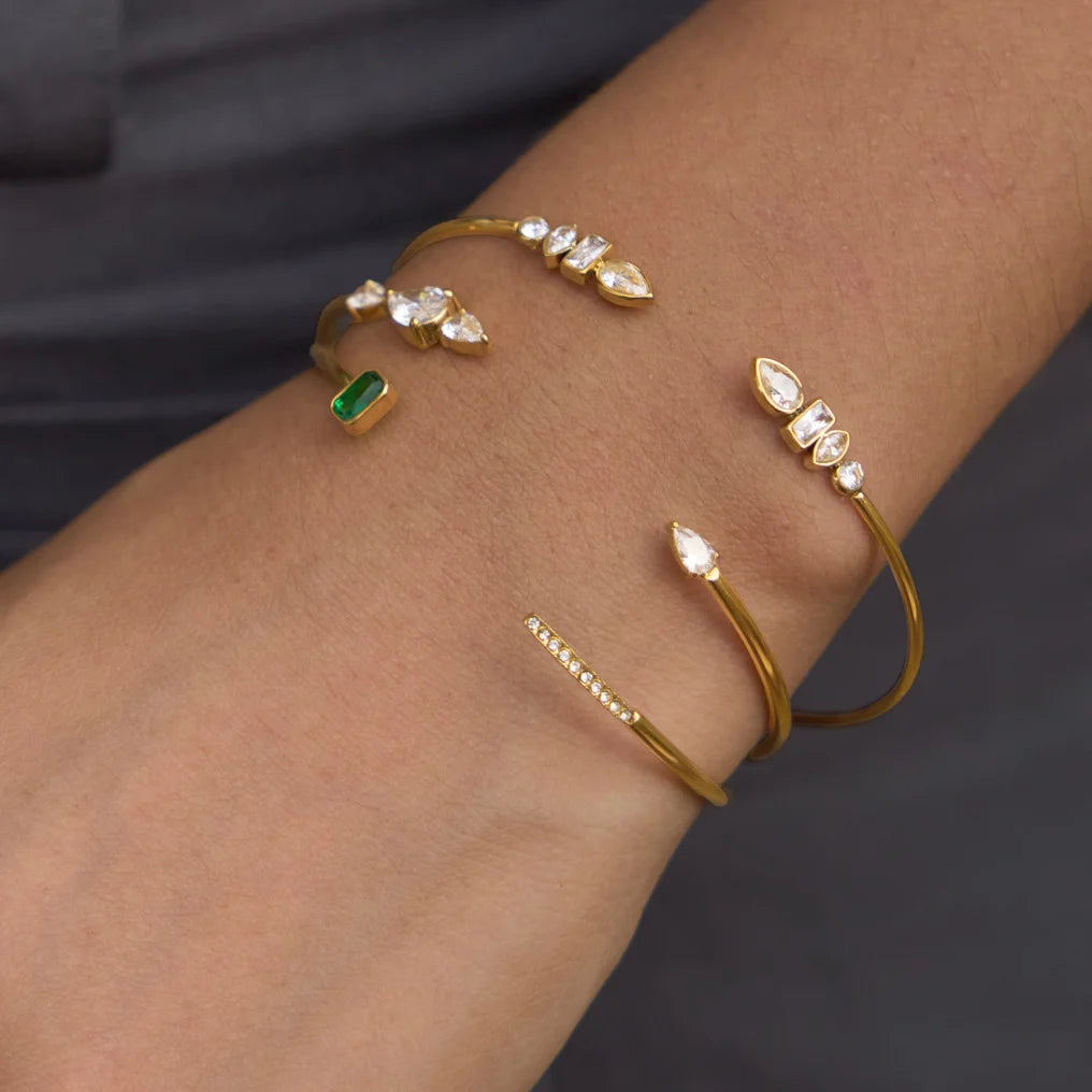 Gold-Tone Multi-CZ Cuff Bracelet — view 3