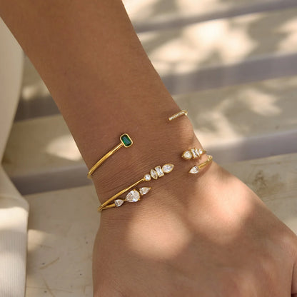Gold-Tone Multi-CZ Cuff Bracelet — view 2