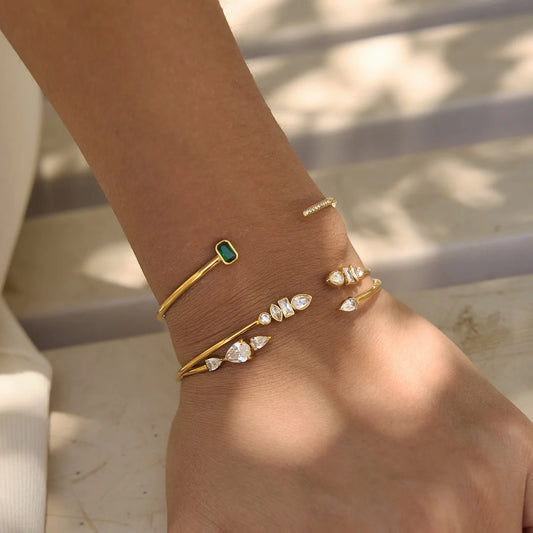 Gold-Tone Multi-CZ Cuff Bracelet — view 2