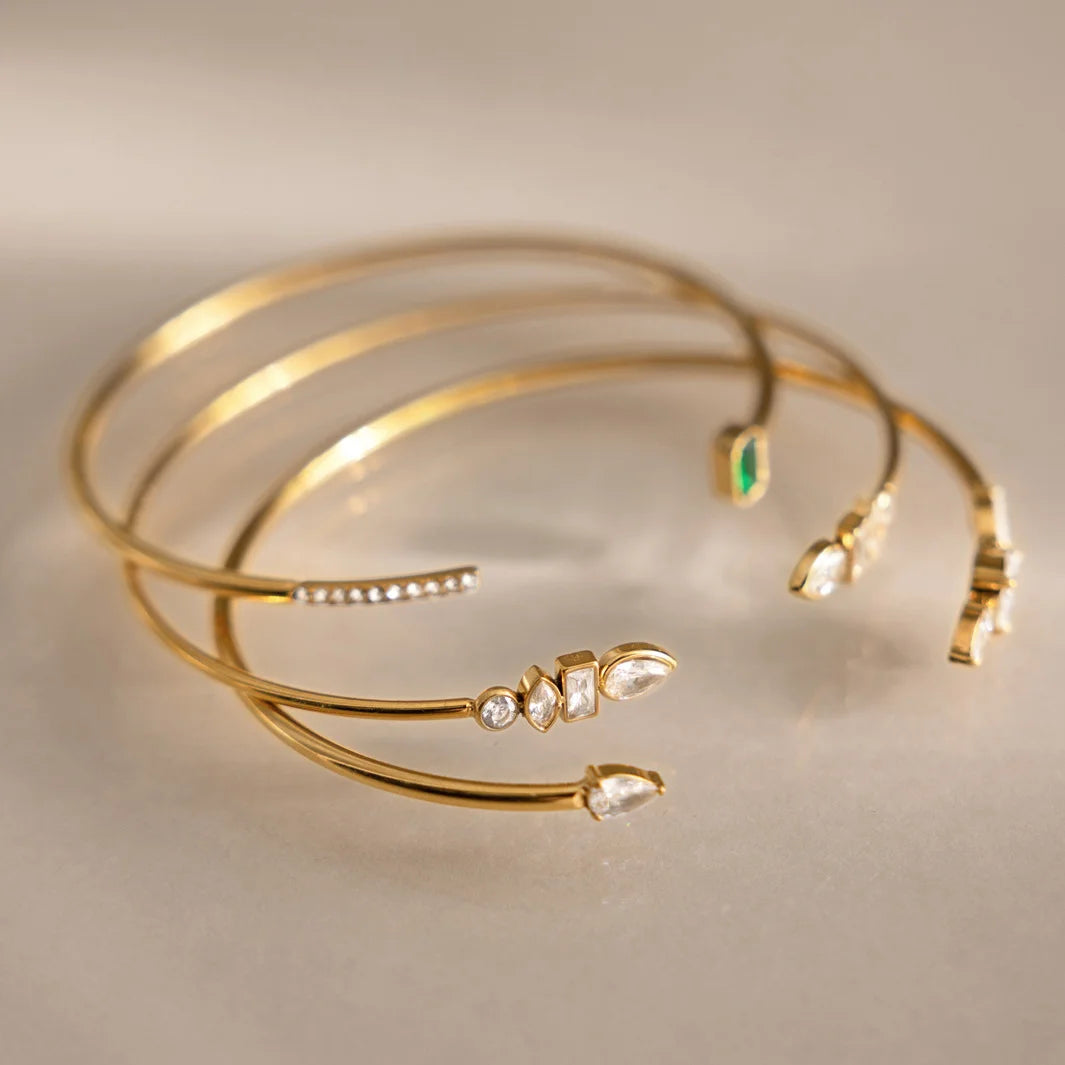 Gold-Tone Multi-CZ Cuff Bracelet — view 4
