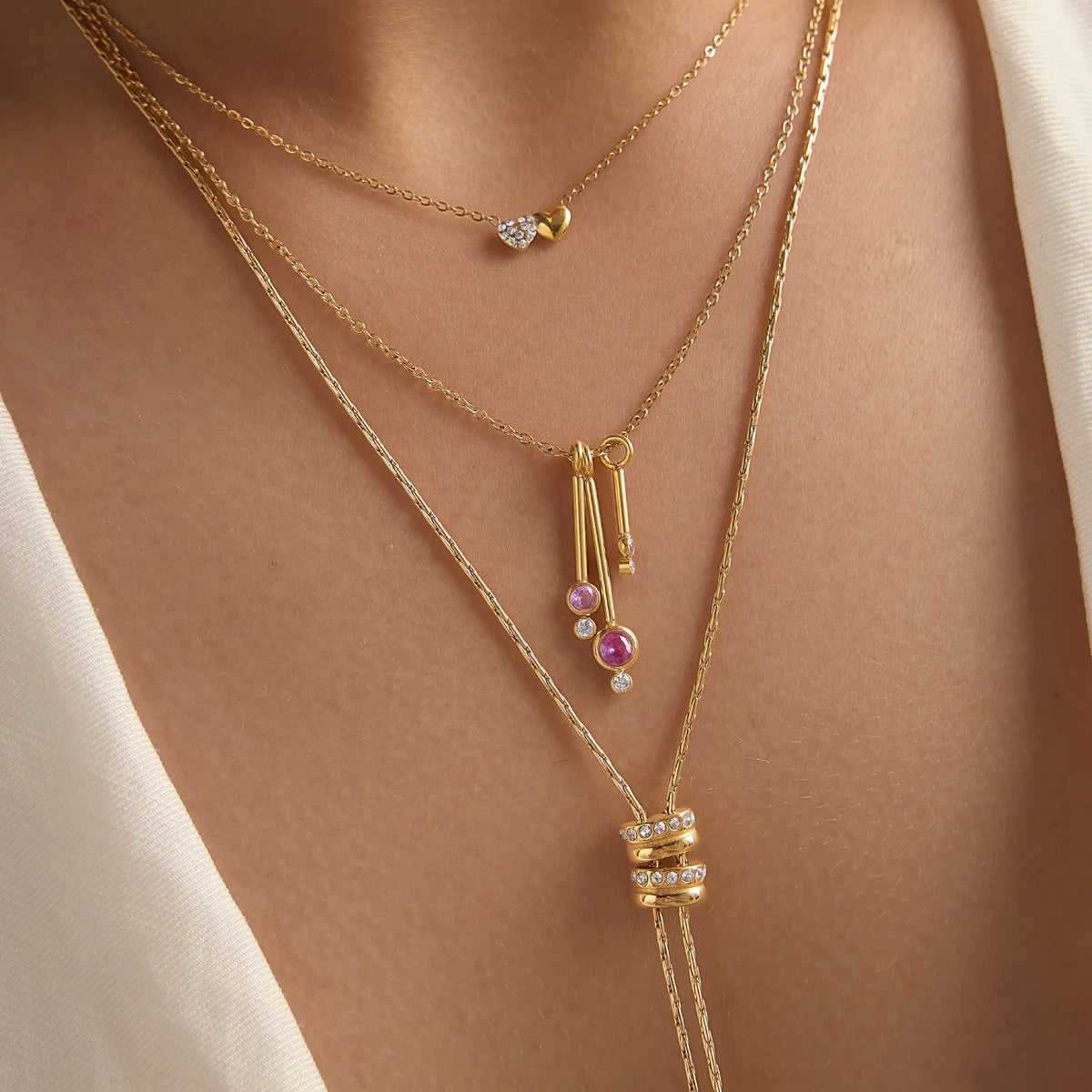 Gold Tassel Drop Pendant Necklace — view 2