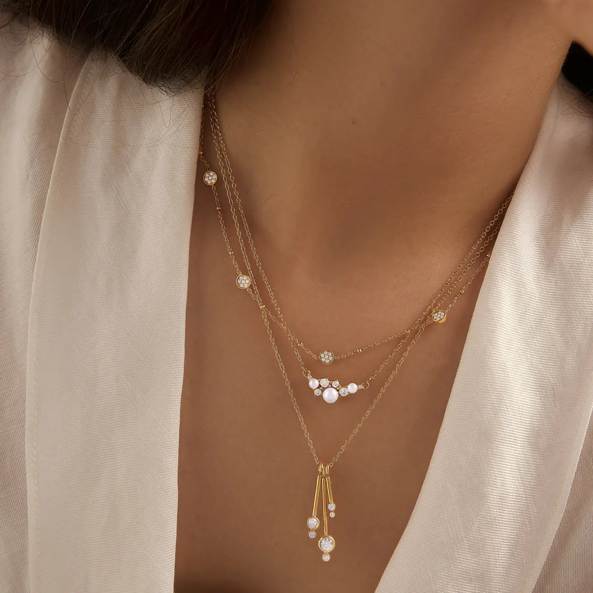 Gold Tassel Drop Pendant Necklace — view 3