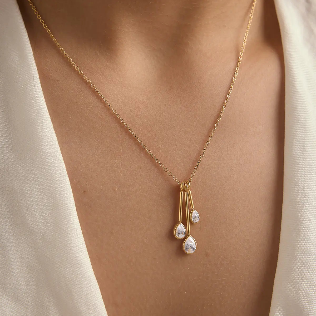 Teardrop CZ Pendant Necklace — view 3