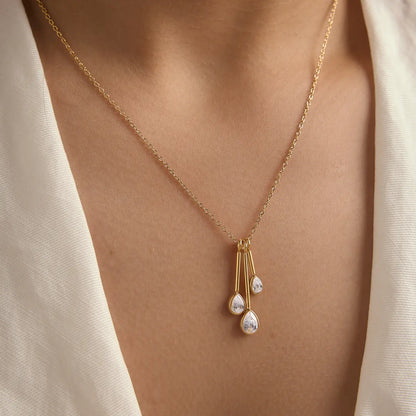 Teardrop CZ Pendant Necklace — view 3