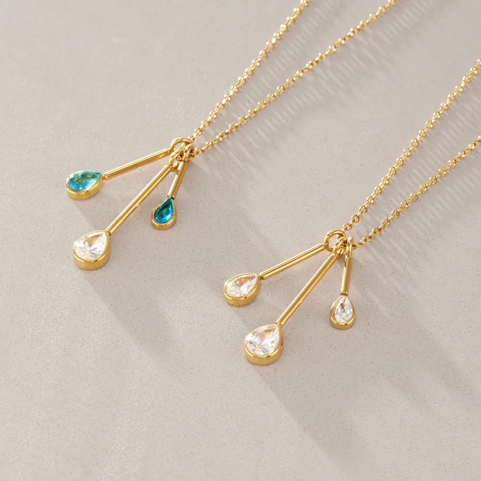 Teardrop CZ Pendant Necklace — view 4