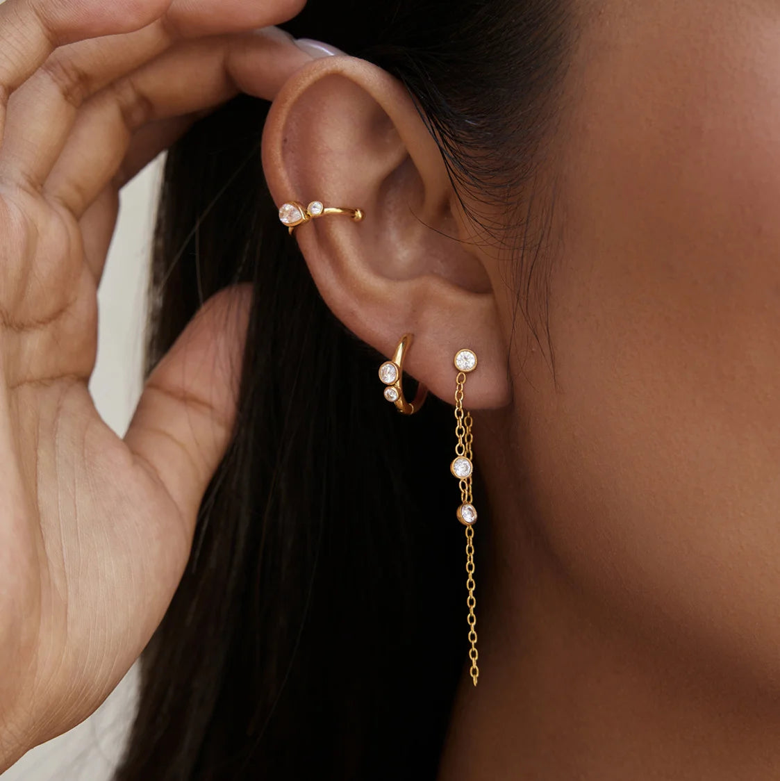 Bezel Station Drop Earrings — view 3