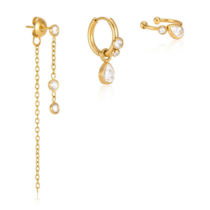 Bezel Station Drop Earrings