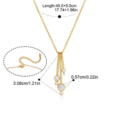 Gold Tassel Drop Pendant Necklace — P Bezel Bar Trio · Gold