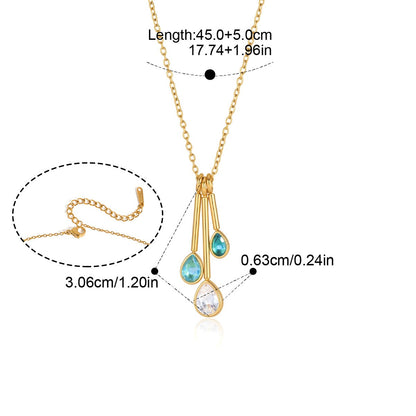 Teardrop CZ Pendant Necklace — B Mixed Triple Pear · Gold