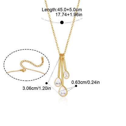 Teardrop CZ Pendant Necklace — C Mixed Triple Pear · Gold
