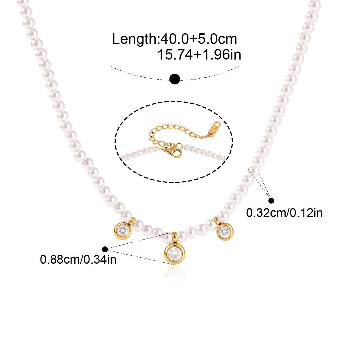 Boho Layered Pearl Necklace — Triple Bezel Pearl Strand · Gold