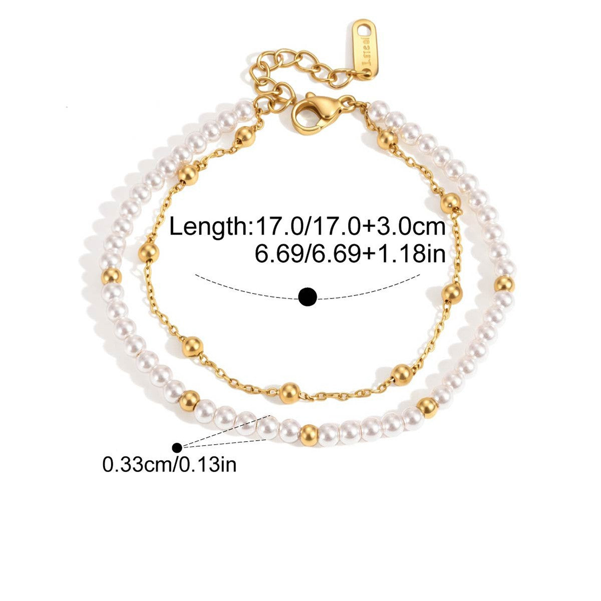 Boho Beaded Bracelet — Pearl Gold Beads · Gold