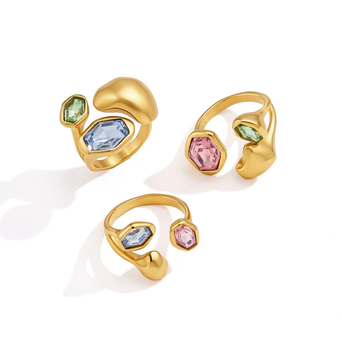 Chunky Hex Zirconia Ring