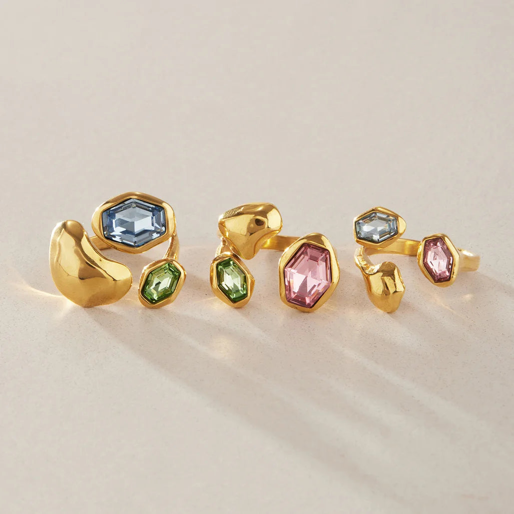 Chunky Hex Zirconia Ring — view 5