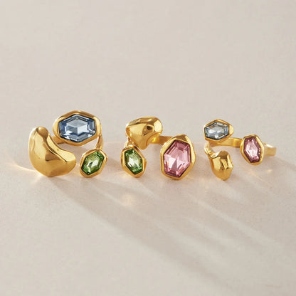 Chunky Hex Zirconia Ring — view 5
