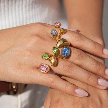 Chunky Hex Zirconia Ring — view 2