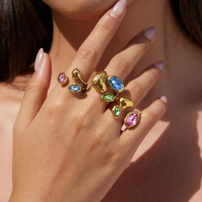 Chunky Hex Zirconia Ring — view 3
