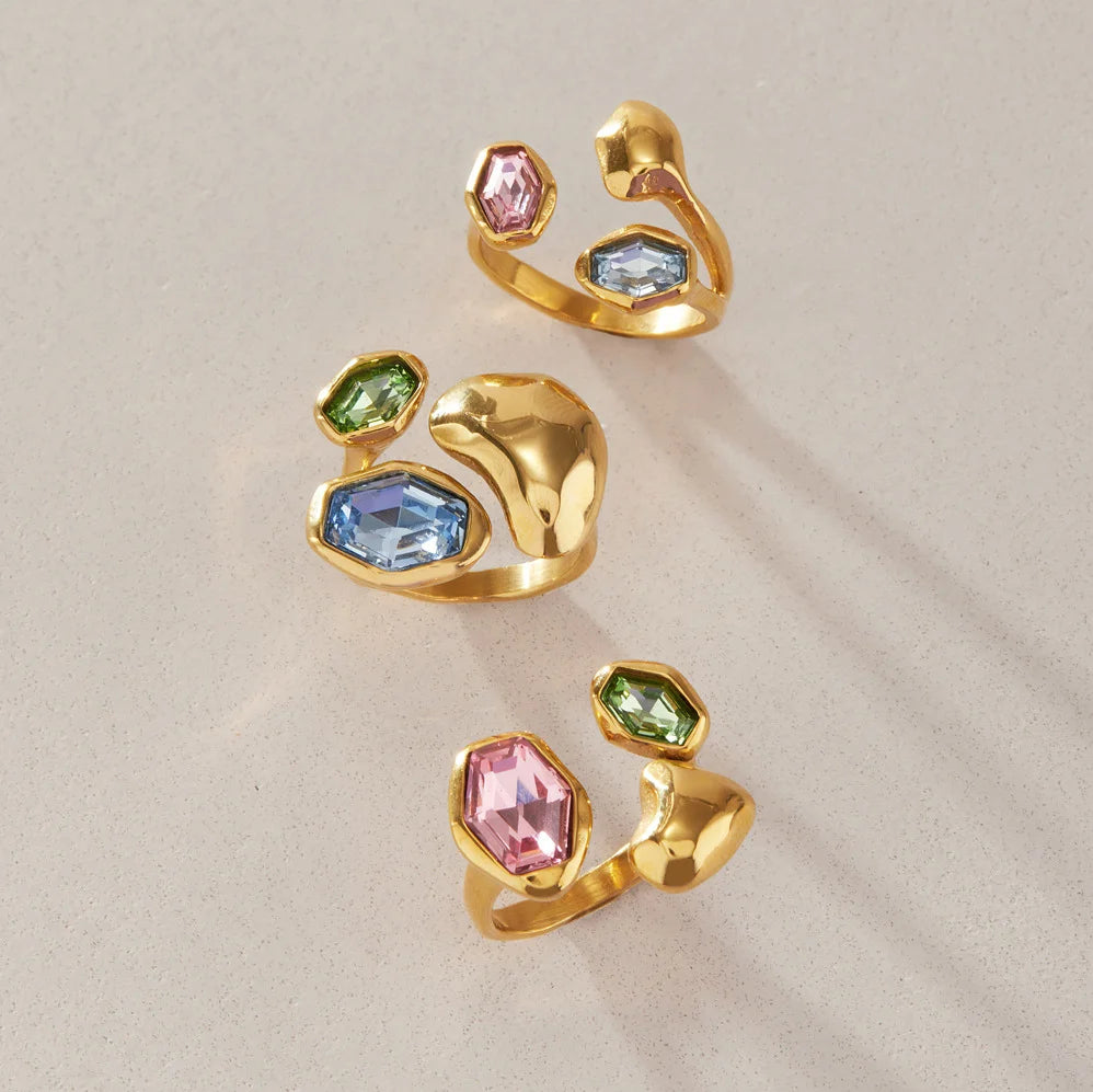 Chunky Hex Zirconia Ring — view 4