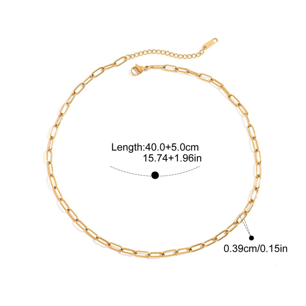 Smile CZ Chain Necklace — Paperclip Chain · Gold