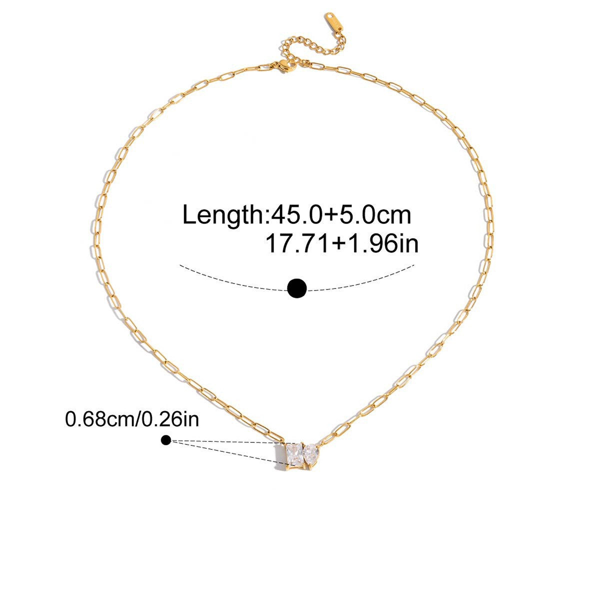 Smile CZ Chain Necklace — Double Stone Charm · Gold