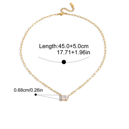 Smile CZ Chain Necklace — Double Stone Charm · Gold