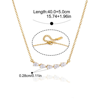 Smile CZ Chain Necklace — Pear Cut Five Stone · Gold