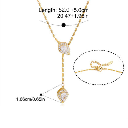 Serpenti Pendant Necklace — Diamond-Shaped CZ Lariat · Gold