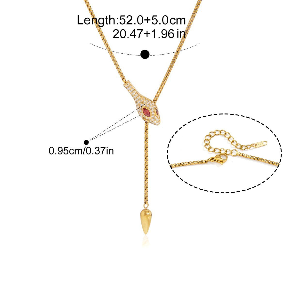 Serpenti Pendant Necklace — Pave Red Stone Drop · Gold