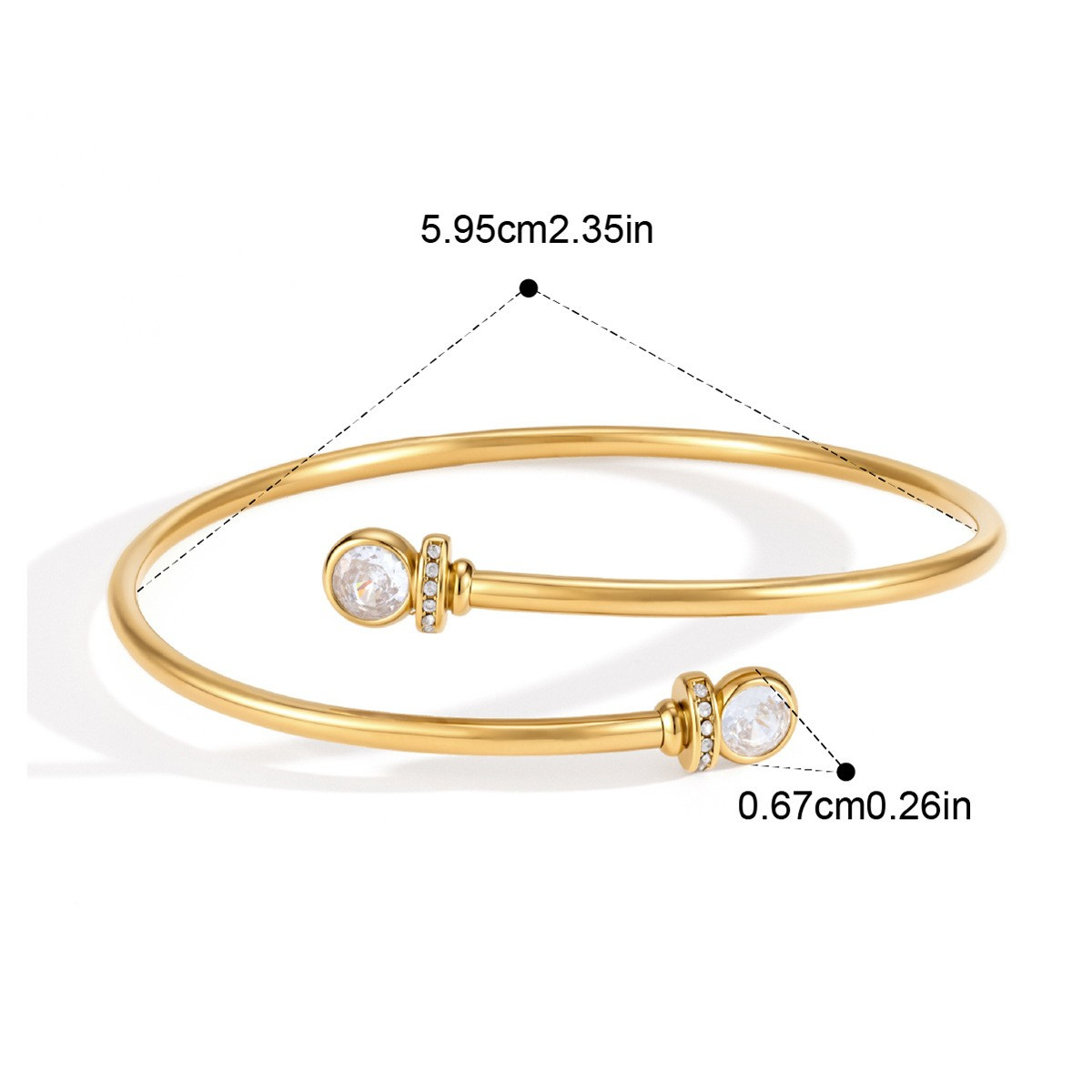 Birthstone Open Cuff Bracelet — Round Crystal Cuff · Gold
