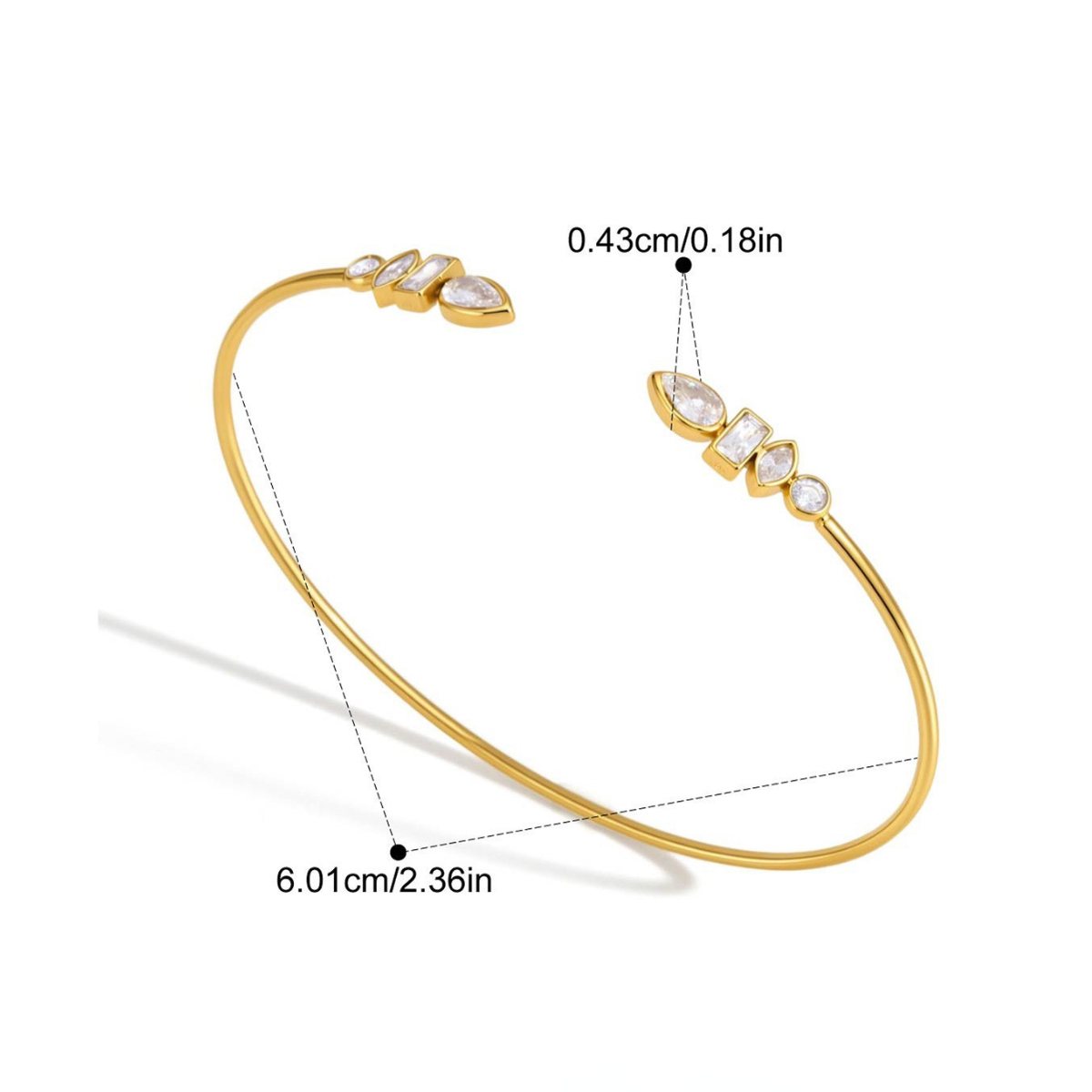 Gold-Tone Multi-CZ Cuff Bracelet — B Cluster Cuff · Gold