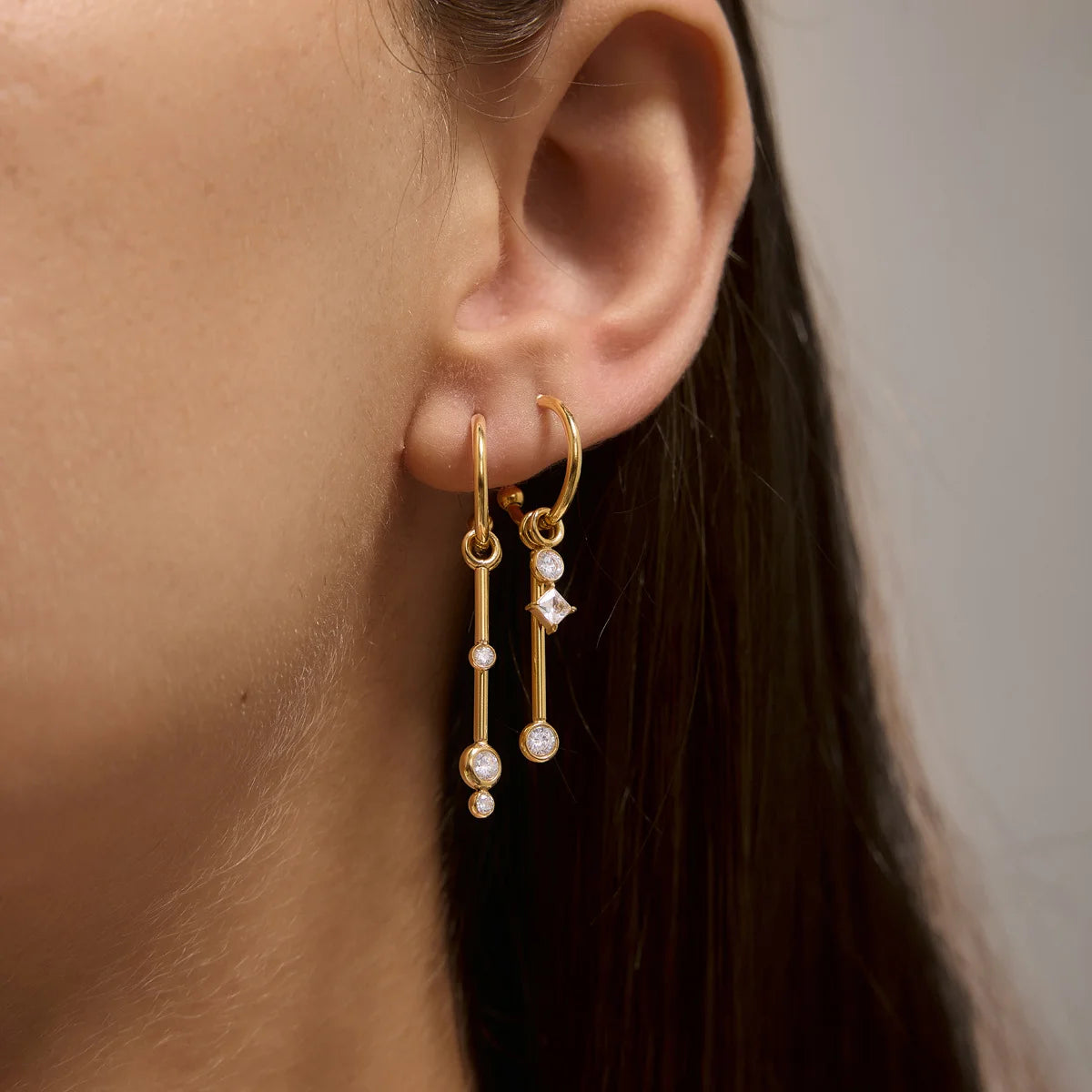 Pearl Drop Hoop Earrings — view 3
