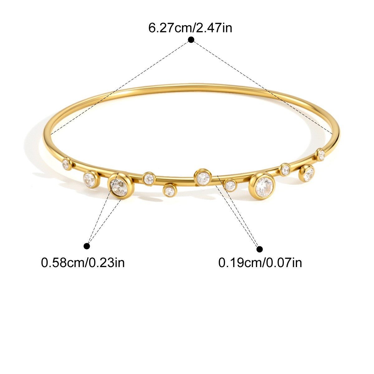 Alternating Round Rhombus Bracelet — Scattered Round Stones · Gold
