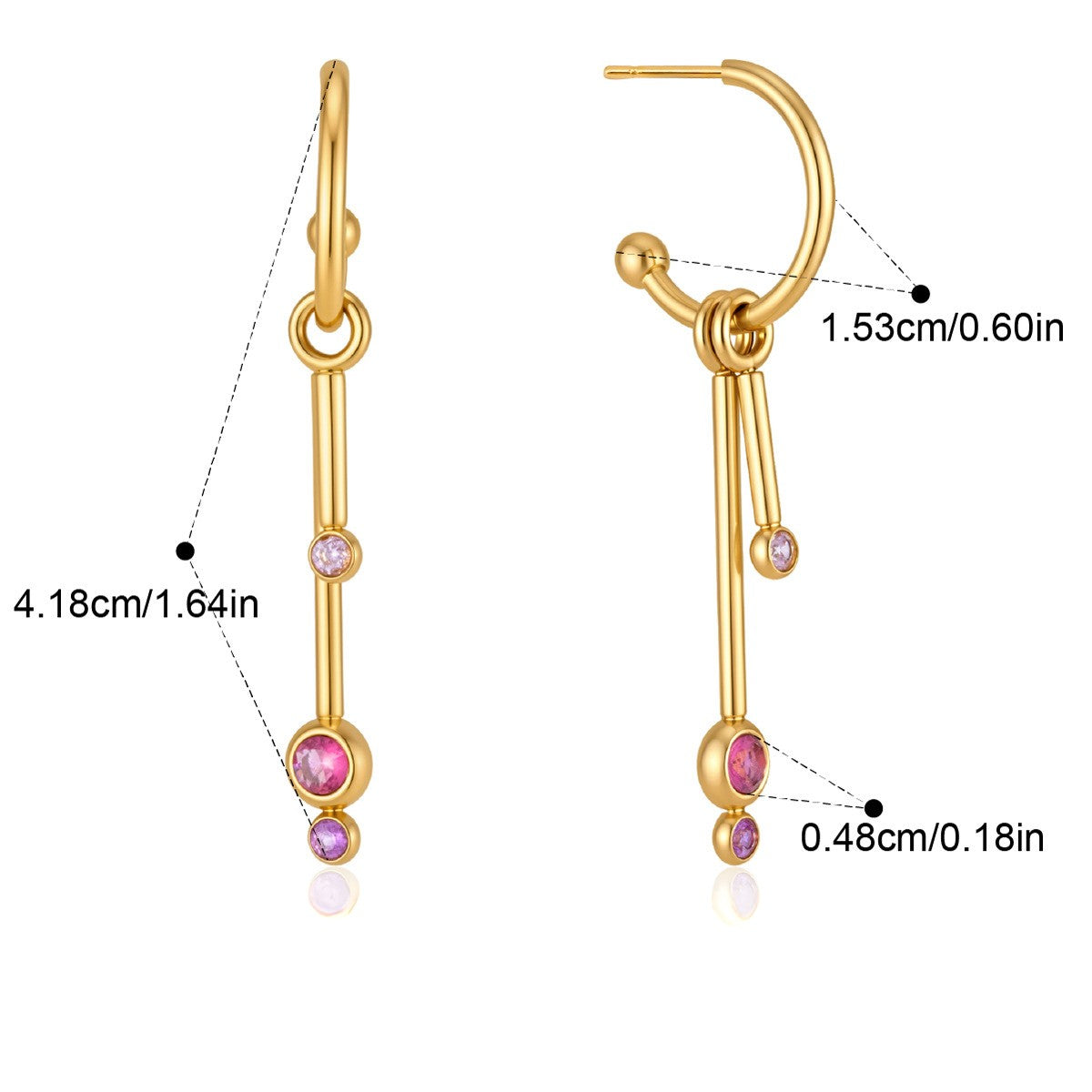 Pearl Drop Hoop Earrings — Pink Crystal Drop · Gold