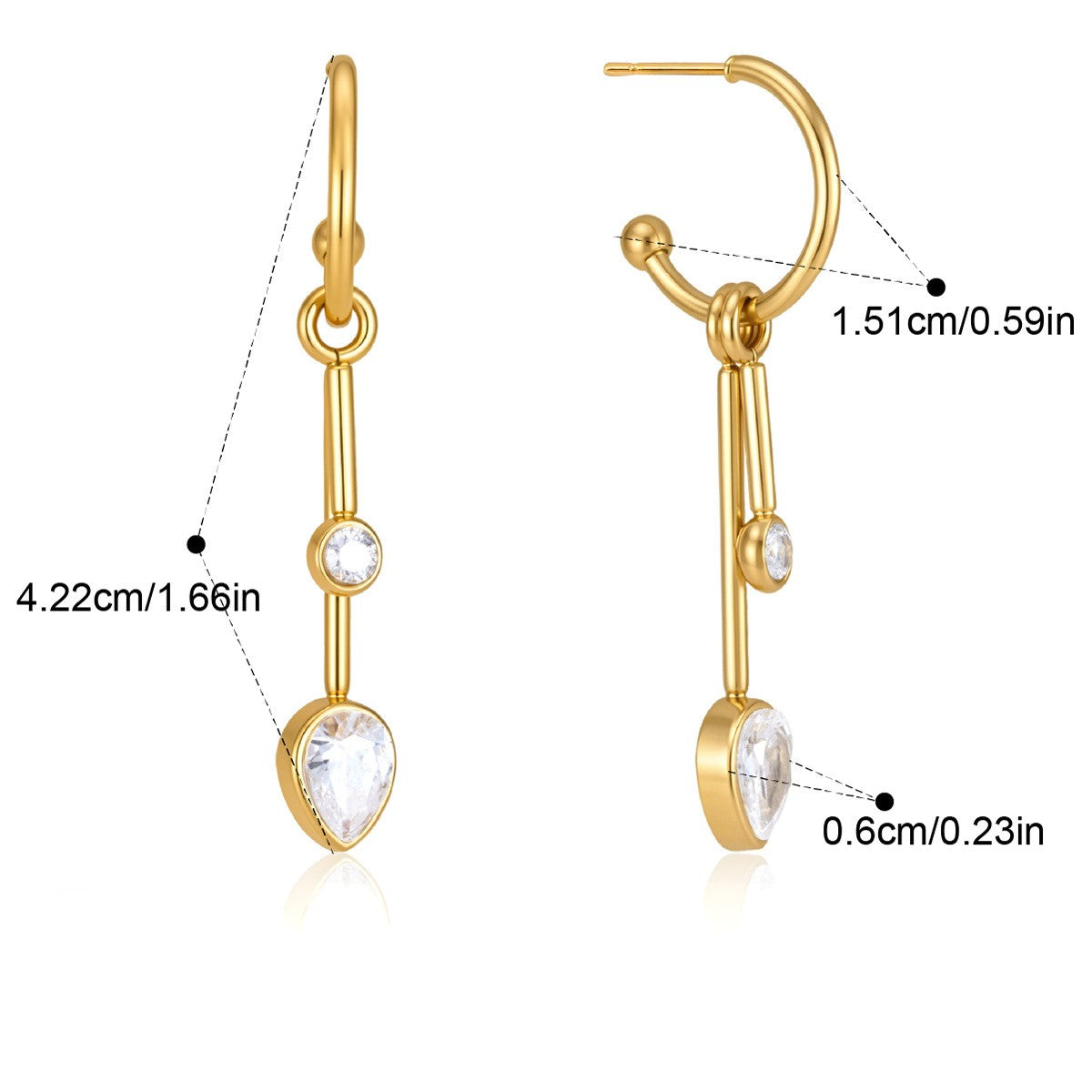 Pearl Drop Hoop Earrings — Pear Cut Drop · Gold
