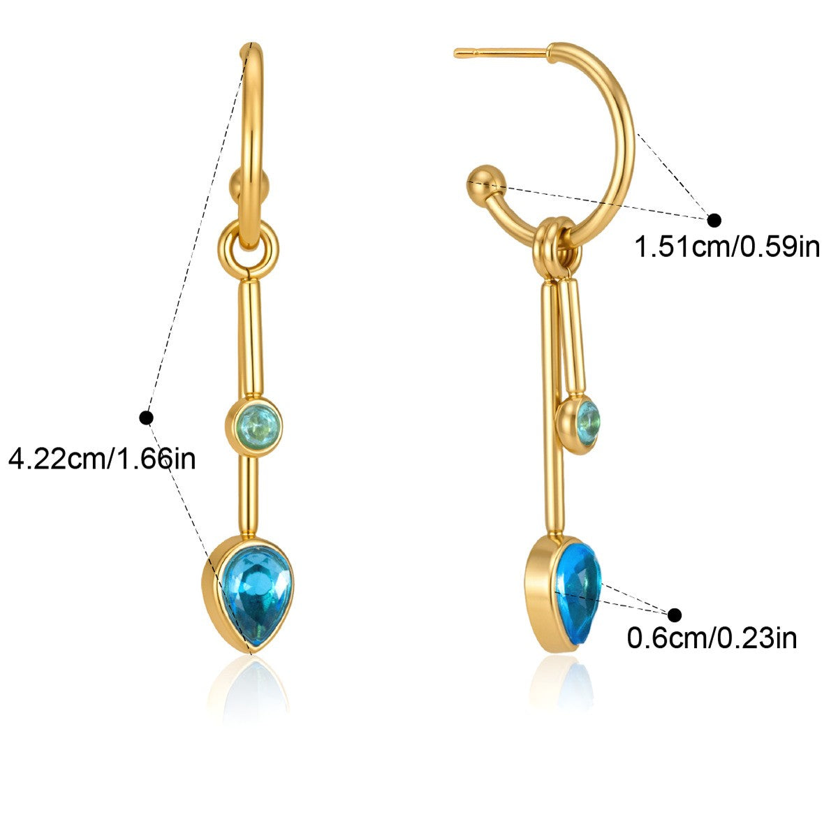 Pearl Drop Hoop Earrings — Blue Pear Drop · Gold