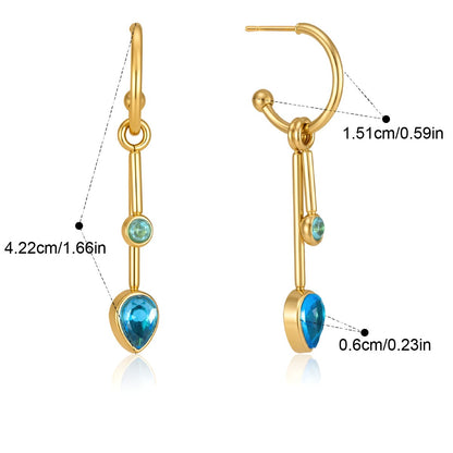 Pearl Drop Hoop Earrings — Blue Pear Drop · Gold