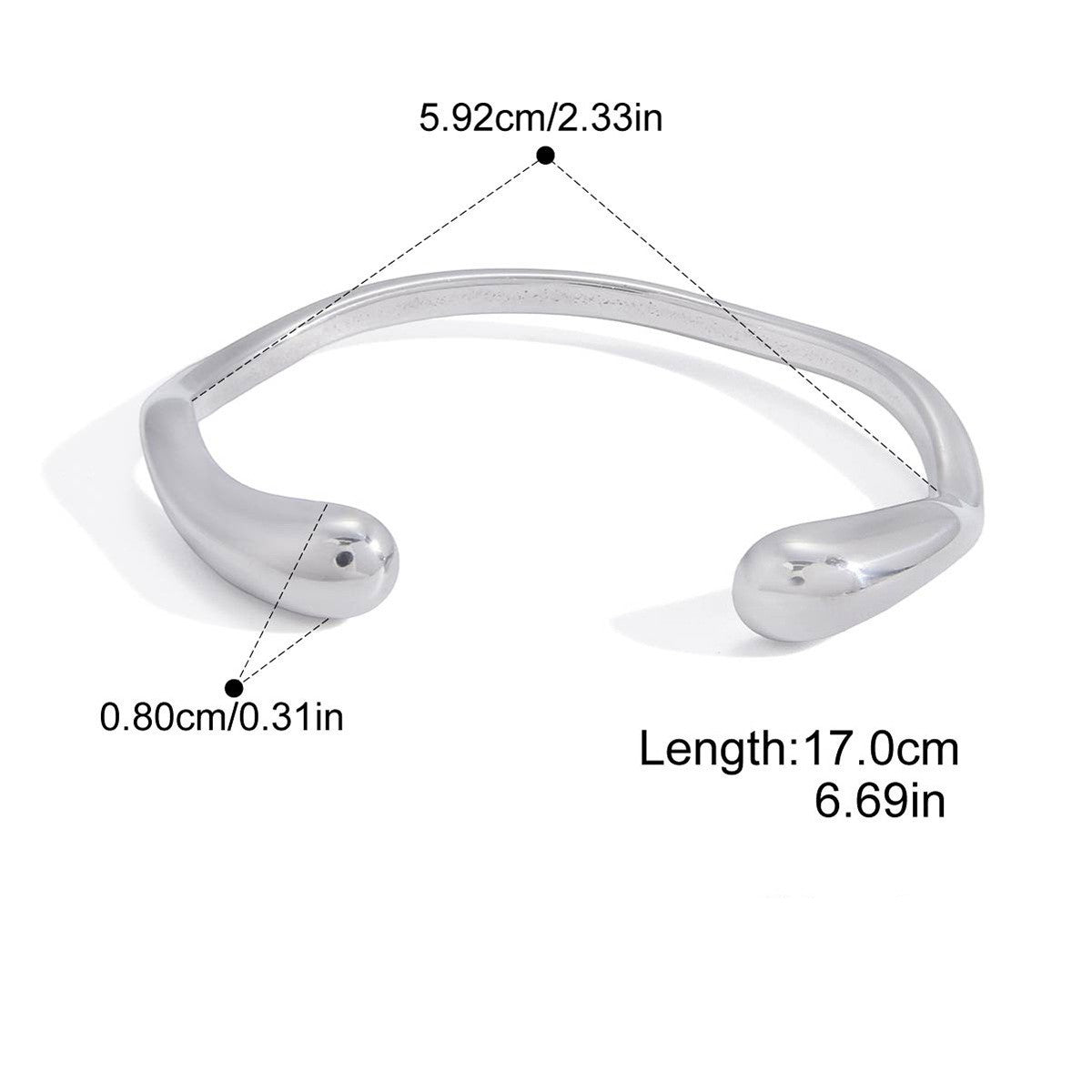 Cuff Bracelet — Rounded Torque Cuff · Silver