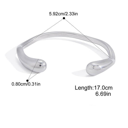 Cuff Bracelet — Rounded Torque Cuff · Silver