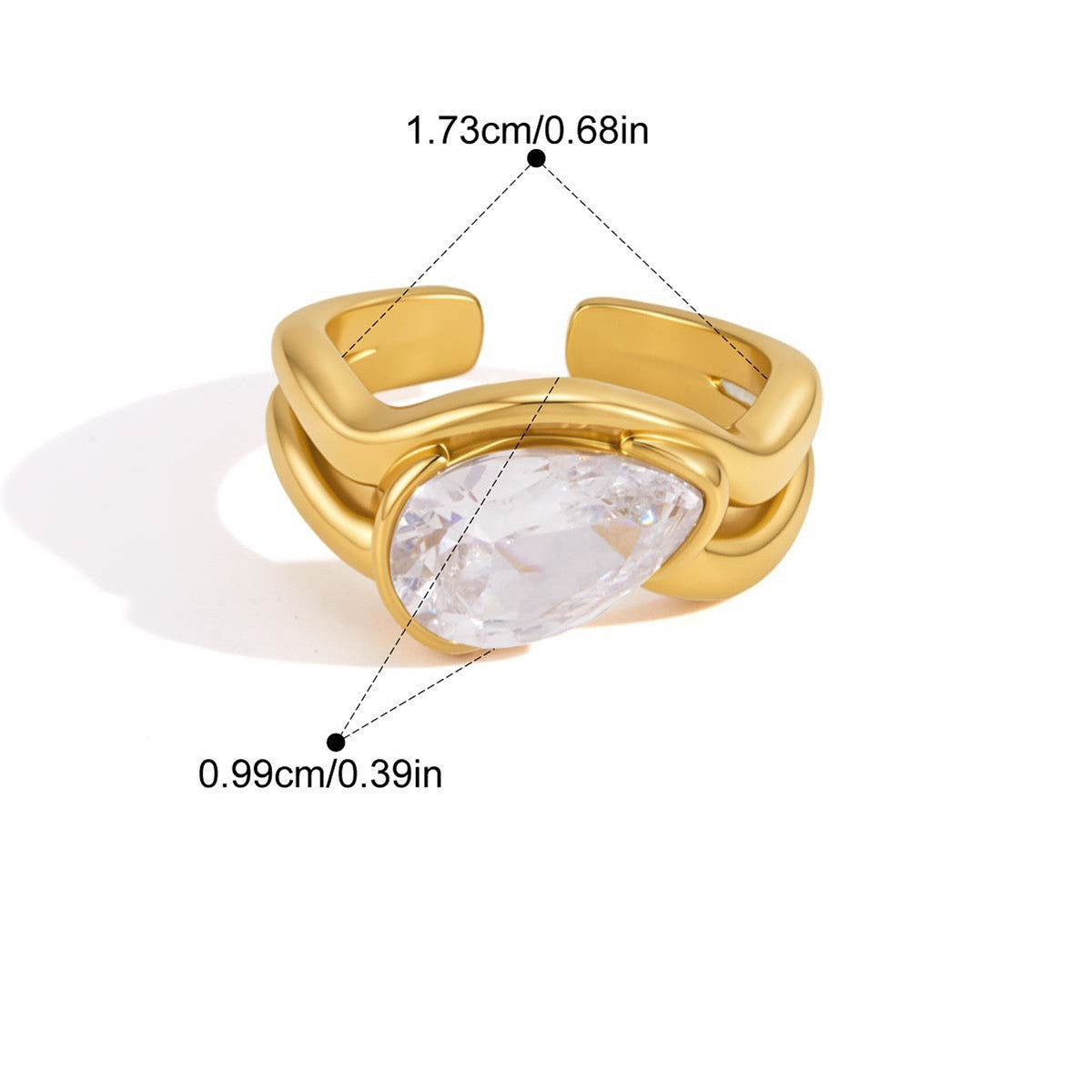 Chunky Pear Cut Open Ring — Pear Cut Open Ring · Gold