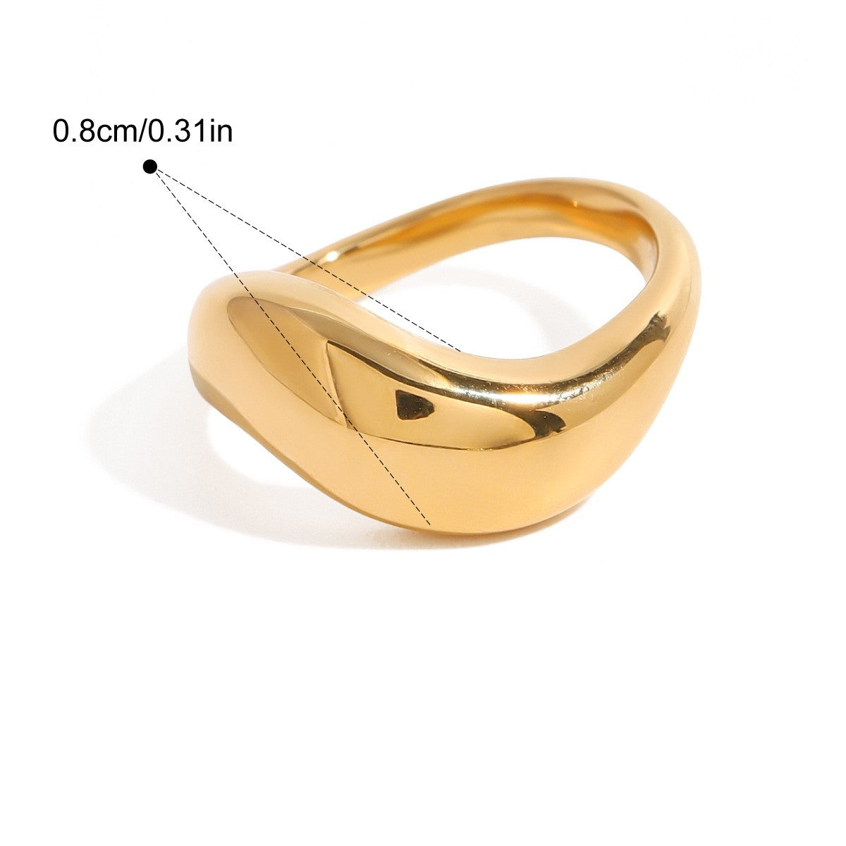Domed Band and Oval Cuff Rings — Domed Smooth Band · Gold