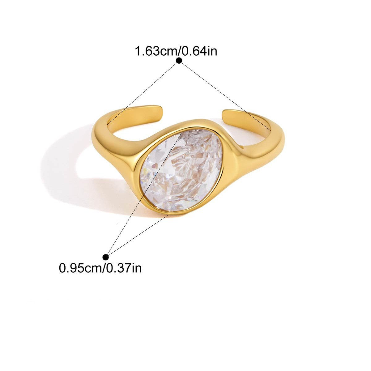 Domed Band and Oval Cuff Rings — Oval Crystal Cuff · Gold