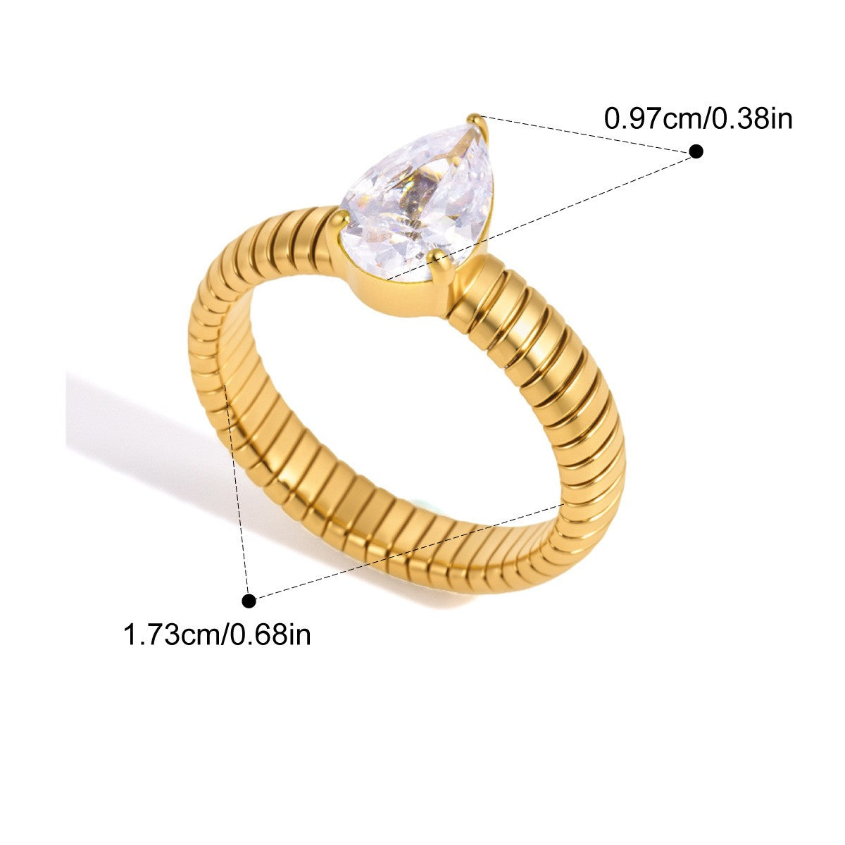 Chunky Y2K Solitaire Ring — Pear Cut Solitaire · Gold · 7