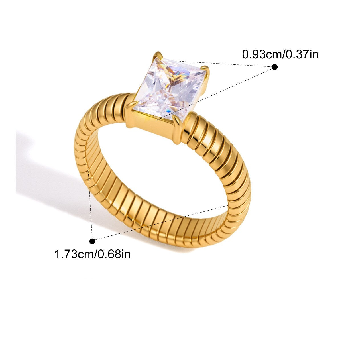 Chunky Y2K Solitaire Ring — Princess Cut Solitaire · Gold · 7
