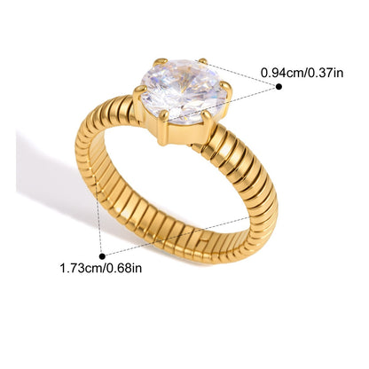 Chunky Y2K Solitaire Ring — Round Cut Solitaire · Gold · 7